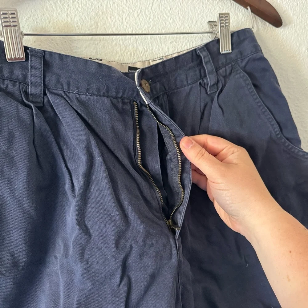 Chinos Navy Pleated High Rise Cotton Shorts Size 12 GV Coastal Grandma 90’s VTG